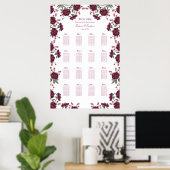 Maroon Rose Wedding Seating Chart Poster (Thuiskantoor)