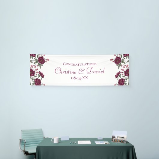Maroon Rose Wedding Spandoek (Beurs)