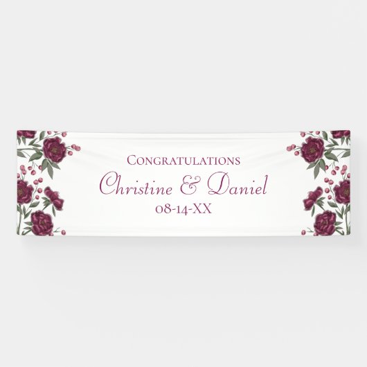 Maroon Rose Wedding Spandoek (Horizontaal)