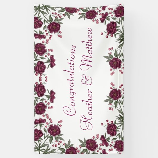 Maroon Rose Wedding Spandoek (Verticaal)