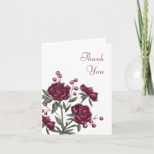 Maroon Rose Wedding Thank You Cards (Voorkant)