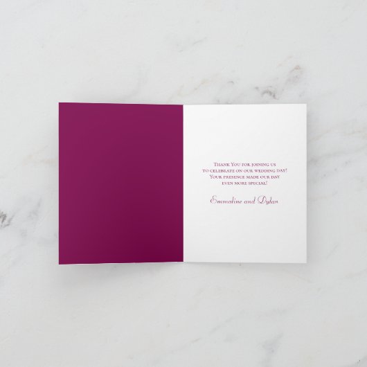 Maroon Rose Wedding Thank You Cards (Binnen)