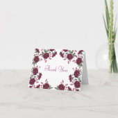 Maroon Rose Wedding Thank You Note Card (Voorkant)