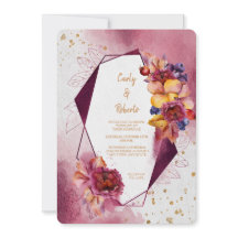 Maroon Roze Bloemen Modern Geometrisch Lijst Weddi