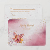 Maroon Roze Bloemen Modern Menu RSVP (Voorkant / Achterkant)