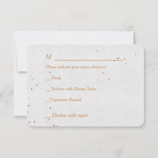 Maroon Roze Bloemen Modern Menu RSVP (Achterkant)