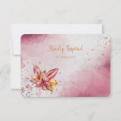 Maroon Roze Bloemen Modern Menu RSVP (Voorkant)