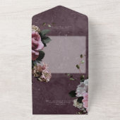 Maroon & Roze Floral Modern No Dinner All In One Uitnodiging (Buitenkant)