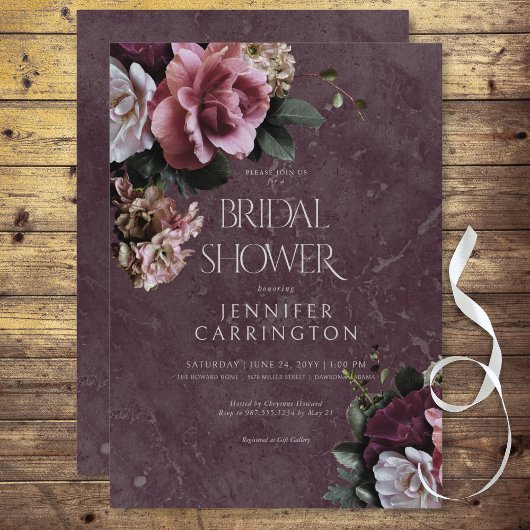 Maroon & Roze Floral Modern Vrijgezellenfeest Kaart