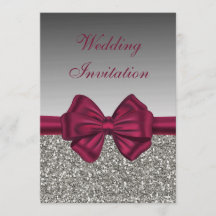 Maroon Satin Bow & Silver - Weddenschap