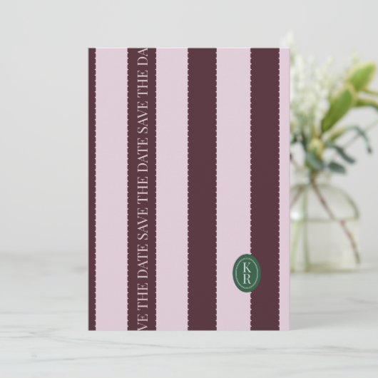 Maroon Scalloped Edge De datum opslaan Kaart (Staand voorkant)