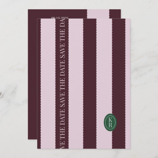 Maroon Scalloped Edge De datum opslaan Kaart (Voorkant / Achterkant)