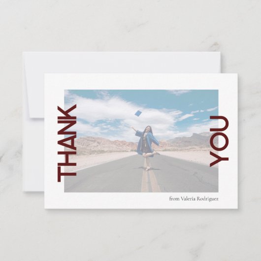 Maroon School Kleur Foto Bedankkaart (Voorkant)