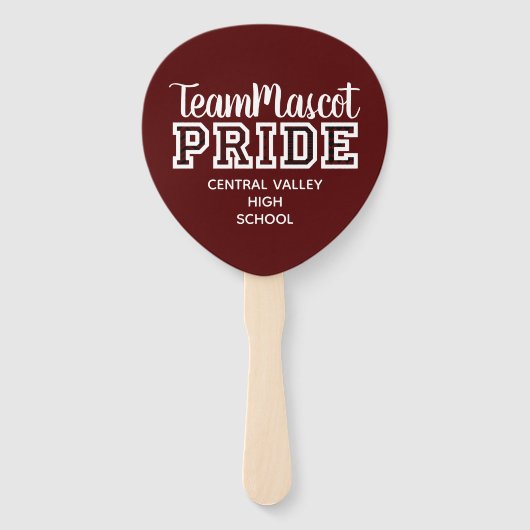 Maroon School Pride Mascot naam Handboek Handwaaier (Voorkant)