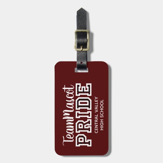 Maroon School Pride Mascot Name Bagagelabel (Voorkant verticaal)