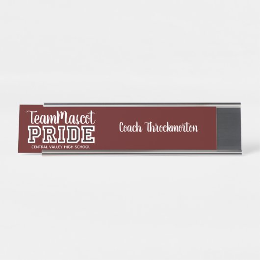 Maroon School Pride Mascot Name Desk Name Bord Bureau Naambordje (Voorkant)