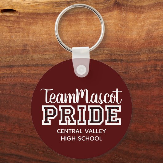 Maroon School Pride Mascot Name Sleutelhanger (Voorkant)
