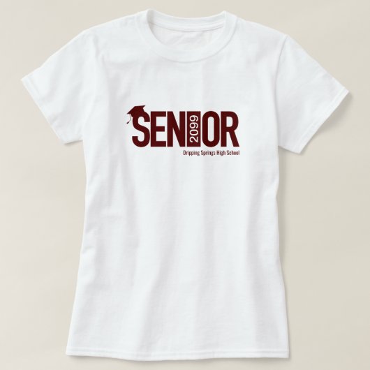 Maroon SENIOR met studiepluier T-shirt (Design voorkant)