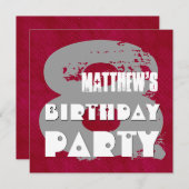 MAROON SILVER 8th Birthday Party 8 Year Old V11E Kaart (Voorkant / Achterkant)