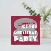MAROON SILVER 8th Birthday Party 8 Year Old V11E Kaart (Staand voorkant)