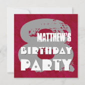 MAROON SILVER 8th Birthday Party 8 Year Old V11E Kaart (Voorkant)