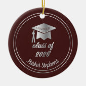 Maroon Silver Afstuderen Pet Afstuderen 2023 Foto Keramisch Ornament (Voorkant)