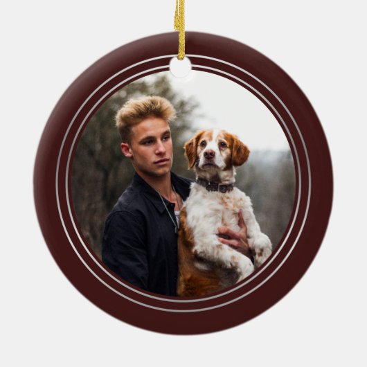 Maroon Silver Afstuderen Pet Afstuderen 2023 Foto Keramisch Ornament (Achterkant)