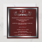 Maroon Silver Monogram Afstuderen volledige pagina Kaart (Achterkant)