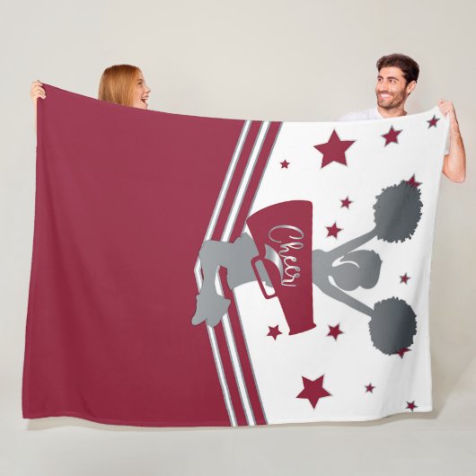 Maroon Silver Stars Cheer Cheer Cheer-leading Girl Fleece Deken (In situ)