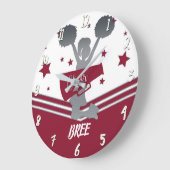Maroon Silver Stars Cheer Cheer Cheer-leading Girl Grote Klok (Hoek)