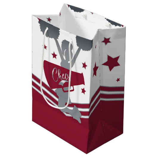 Maroon Silver Stars Cheer Cheer-leading Party Medium Cadeauzakje