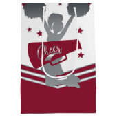 Maroon Silver Stars Cheer Cheer-leading Party Medium Cadeauzakje (Achterkant)