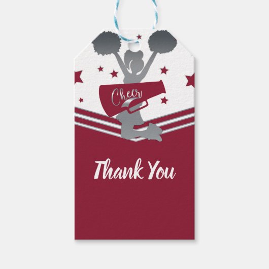 Maroon & Silver Stars Cheer Cheer-vooraanstaand Pa Cadeaulabel (Voorkant)