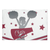 Maroon & Silver Stars Cheer Cheerleading Meisjes Kussensloop (Achterkant)
