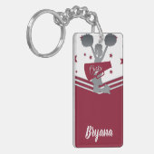 Maroon Silver Stars Cheer-leading Gepersonaliseerd Sleutelhanger (Voorkant Links)