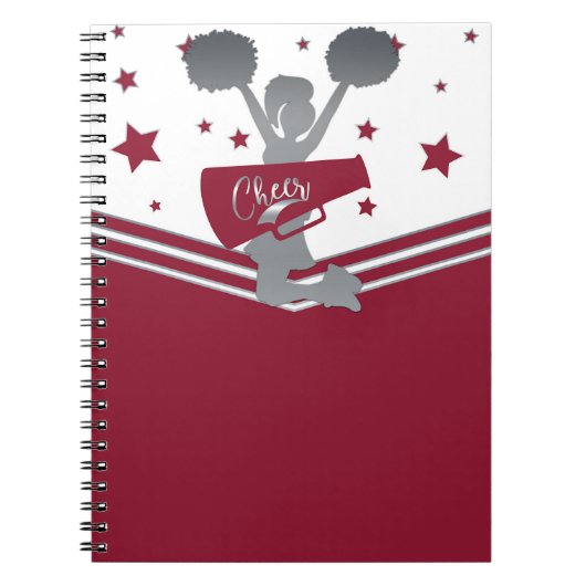 Maroon Silver Stars Cheer-leading Notitieboek (Voorkant)