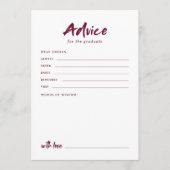 Maroon Simple Modern Brush Script Graduation Advieskaart (Voorkant)