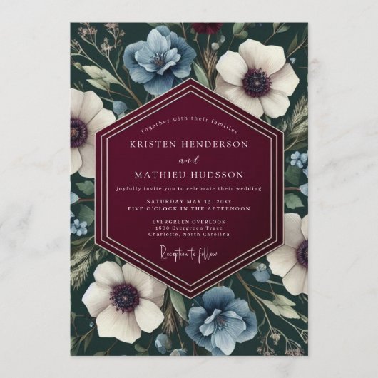 Maroon Slate Chiaroscuro Wedding Kaart (Voorkant)