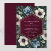Maroon Slate Chiaroscuro Wedding Kaart (Voorkant / Achterkant)