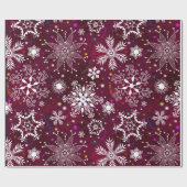 maroon-snowflake-patroon inpakpapier (Vlak)