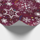 maroon-snowflake-patroon inpakpapier (Hoek)