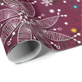 maroon-snowflake-patroon inpakpapier (Rol Hoek)
