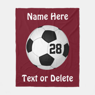 Maroon Soccer Throw Blanket PERSONALIZED Fleece Deken