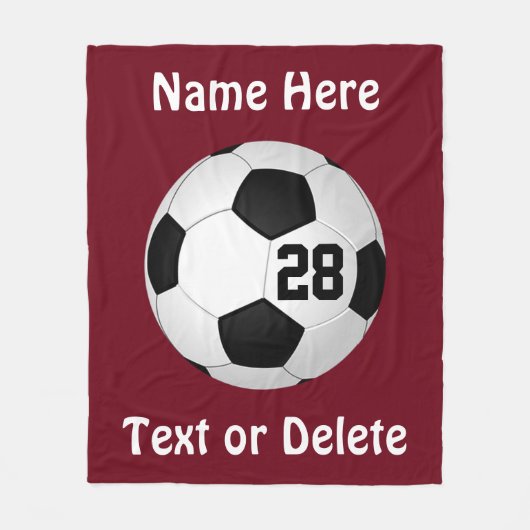 Maroon Soccer Throw Blanket PERSONALIZED Fleece Deken (Voorkant)