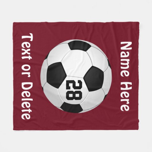 Maroon Soccer Throw Blanket PERSONALIZED Fleece Deken (Voorkant (Horizontaal))