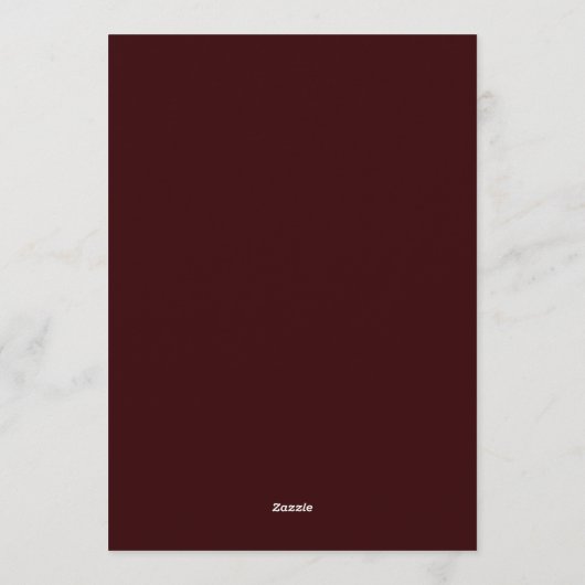 Maroon Somber Bloom Wedding Kaart (Achterkant)