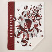 Maroon Sportruimte Meisjes Basketballen Sterren Sherpa Deken (Voorkant)