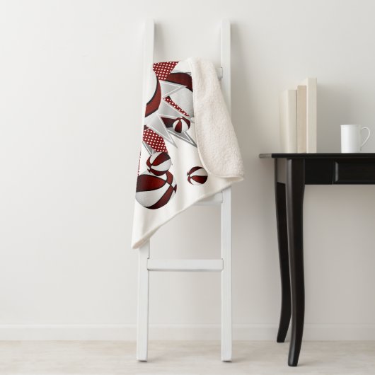 Maroon Sportruimte Meisjes Basketballen Sterren Sherpa Deken (In situ)