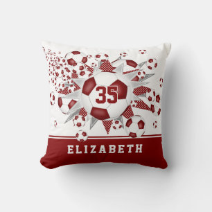 Maroon Sportruimte Meisjes voetballen Stars Kussen