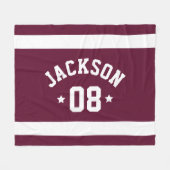 Maroon sporttrui naam en nummer fleece deken (Voorkant (Horizontaal))